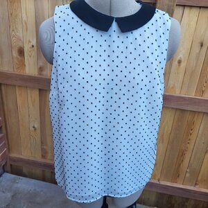 CeCe polka dot sleeveless top Small